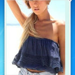 Summer Sexy Women Strapless Crop Top Crochet Lace Tube Tops Cropped Shirts Off the Shoulder Blusa de alcinha haut femme