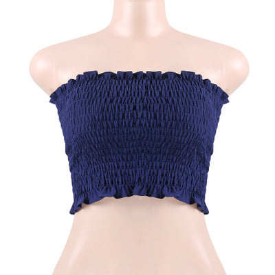 9 Color Summer Sexy Strapless Tube Top Women Sexy Off Shoulder Crop Tops Cropped Ruffle Tops