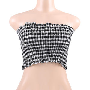 9 Color Summer Sexy Strapless Tube Top Women Sexy Off Shoulder Crop Tops Cropped Ruffle Tops
